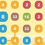 Farebná mriežka s číslami spojenými čiarami, ktorá obsahuje hodnoty ako 2, 4, 8, 16 a 32