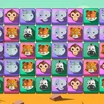 Mriežka farebných štvorcov s ilustráciami rôznych zvierat ako opice, slon, tiger a zebra na farebnom pozadí