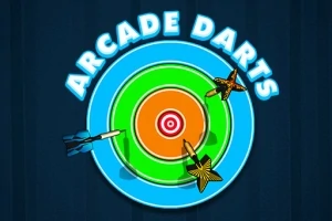 Cieľová tabuľa s tromi šípkami a nápisom Arcade Darts