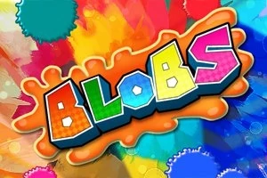 Farebný text BLOBS na pozadí s rôznofarebnými rozstrekmi farby