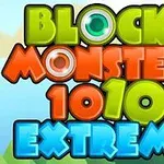 Farebný nápis Block Monsters 1010 Extreme na pozadí s prírodným motívom