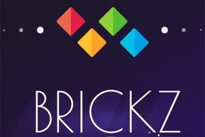Farebné štvorce v tvare kosoštvorcov nad nápisom BRICKZ na tmavomodrom pozadí