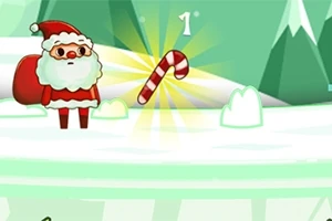 Santa Claus s vianočnou palicou a batožinou na zasneženej krajine s horským pozadím