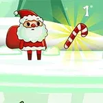 Santa Claus s vianočnou palicou a batožinou na zasneženej krajine s horským pozadím