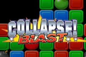 Farebné bloky v pozadí s textom COLLAPSE!