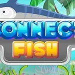 Nápis Connect Fish v jasných farbách s grafikou mečúňa a koralového pozadia