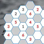 Hexagonálna mriežka s číslami 1 až 6 v rôznych umiestneniach na sivom pozadí