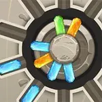 Viacfarebné kryštály usporiadané do kruhu na mechanickom pozadí