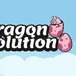 Nadpis Dragon Evolution na modrom pozadí s kreslenými ružovými drakmi a vajíčkami