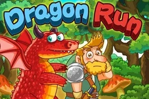 Červený drak s krídlami stojí vedľa vousatého dobrodruha s mečom v ruke, obklopení lesom