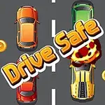 Autá na ceste s mincami, explózia a nápis Drive Safe