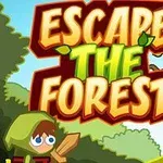Ilustrácia s postavou v zelenom plášti držiacou meč v lese, s výrazným textom Escape the Forest