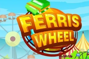 Farebné nápisy Ferris Wheel na pozadí s kolesom na horskej dráhe a atrakciami v zábavnom parku