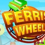 Farebné nápisy Ferris Wheel na pozadí s kolesom na horskej dráhe a atrakciami v zábavnom parku