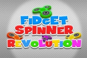 Farebné fidget spinnery a pestrofarebný text na pruhovanom pozadí