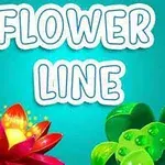 Farebný kvetinový motív s textom FLOWER LINE na modrom pozadí