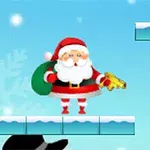 Santa Claus s vreckom a zbraňou stojí na plošine v zimnom prostredí