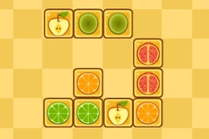 Dlaždicový vzor s obrázkami plátkov jabĺk, citrusov a kiwi na béžovom pozadí