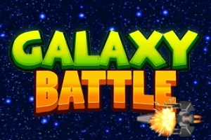 Farebný text Galaxy Battle na hviezdnom pozadí