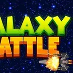 Farebný text Galaxy Battle na hviezdnom pozadí