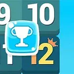 Čísla 9, 10, 11, 12 na farebných kachličkách s ikonou trofeje v modrom poli