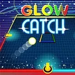 Farebná grafika so svietiacim textom Glow Catch na mriežkovanom pozadí s jasnými okrajmi a mnohými hviezdami