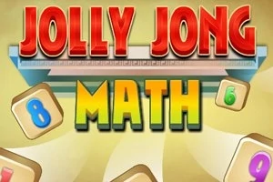 Farebný nápis Jolly Jong Math s obrázkami čísel na dlaždiciach