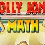 Farebný nápis Jolly Jong Math s obrázkami čísel na dlaždiciach