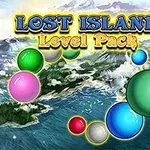 Farebné guľôčky pred obrázkom ostrovov a morského pobrežia s textom „Lost Island Level Pack“