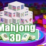 3D kocky s farebnými symbolmi a nápisom Mahjong 3D