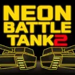 Dva neónové tanky s výrazným žltým nápisom NEON BATTLE TANK 2 v pozadí