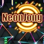 Farebný nápis NeonJong 3D na pozadí s geometrickými vzormi a neónovými efektmi