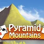 Názov Pyramid Mountains je zobrazený pred horským pozadím s kartami srdcovej a krížovej farby