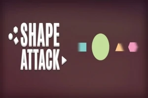 Nadpis Shape Attack s geometrickými tvarmi na tmavom pozadí