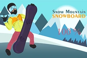Ilustrácia snowboardistu v červenom a žltom oblečení s modrými rukavicami pred horami