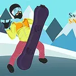 Ilustrácia snowboardistu v červenom a žltom oblečení s modrými rukavicami pred horami