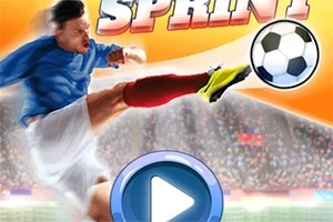 Futbalista v modrom drese vykopáva loptu s vysokým kopom na štadióne