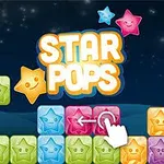 Farebné usmievavé hviezdičky a bloky s nápisom Star Pops na nočnej oblohe