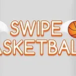 Text Swipe Basketball je zobrazený s dvoma basketbalovými loptami na bielom pozadí