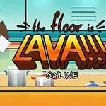 Postavička s raketovým batohom letí nad kuchynskou linkou s veľkým nápisom The floor is LAVA!