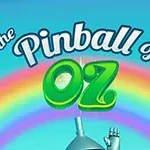 Nad dúhou je názov The Pinball of Oz s časťou postavy Tin Mana, ktorý zdvíha ruku