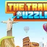 Socha Krista Spasiteľa, Koloseum a teplovzdušné balóny na modrej oblohe s nápisom The Travel Puzzle