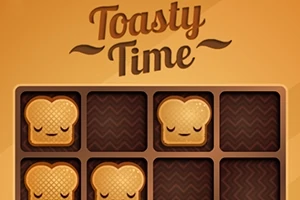 Hriankové plátky s tvárami v mriežke pod nápisom Toasty Time