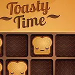 Hriankové plátky s tvárami v mriežke pod nápisom Toasty Time