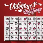 Hra s valentínskym motívom zobrazujúca kachličky s ikonami lásky na červenom pozadí srdiečok