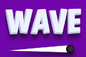 Biele písmeno WAVE na fialovom pozadí s čiernou guľkou s bielou čiarou
