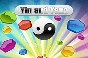 Čierno-biely symbol jin-jang obklopený farebnými šesťuholníkmi na svetelnom pozadí