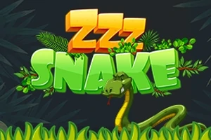 Farebný nápis s textom „ZZZ Snake“ obklopený listami a hadom na tmavom pozadí
