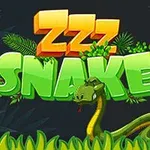 Farebný nápis s textom „ZZZ Snake“ obklopený listami a hadom na tmavom pozadí